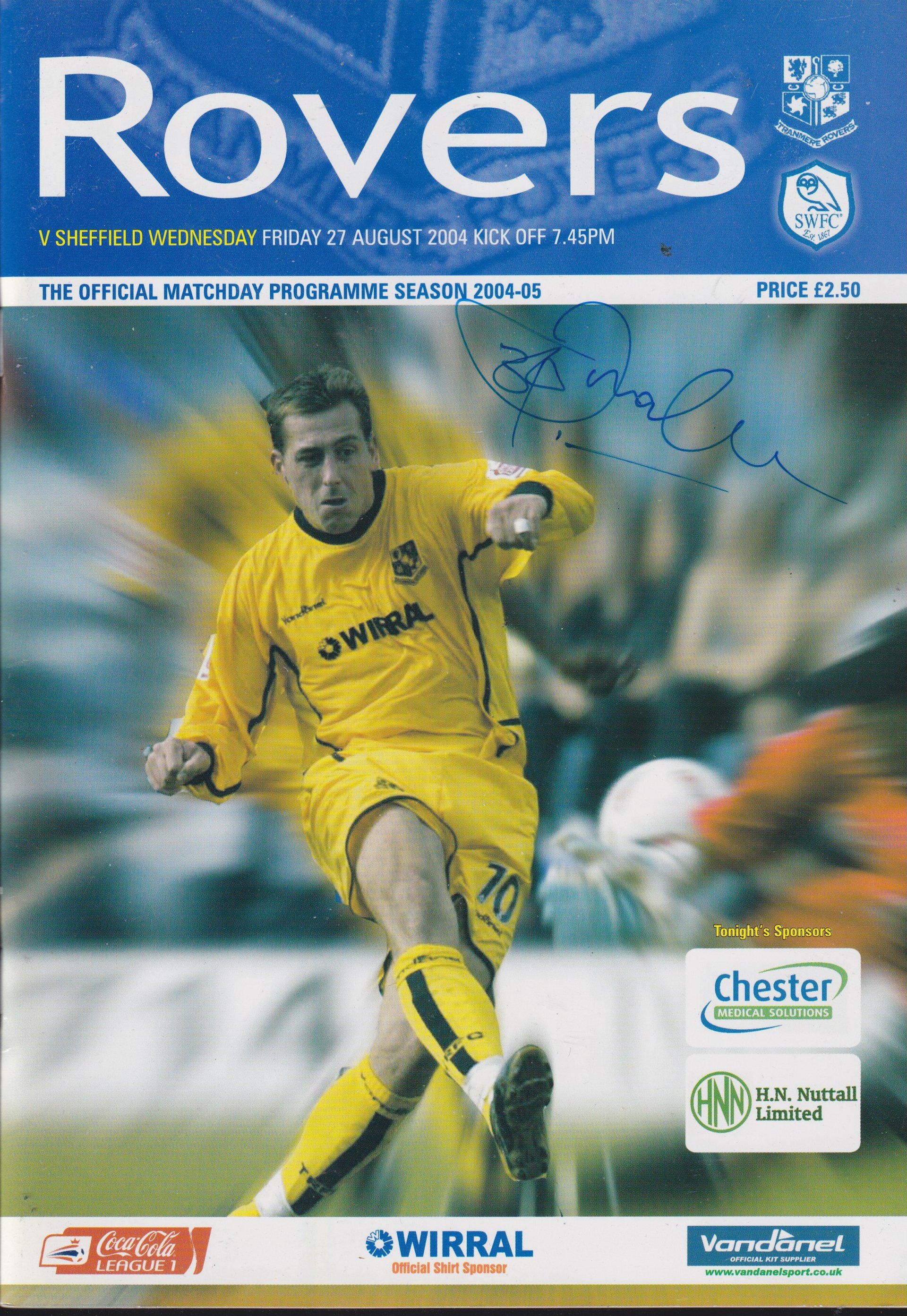 Tranmere Rovers v Sheffield Wednesday match programme